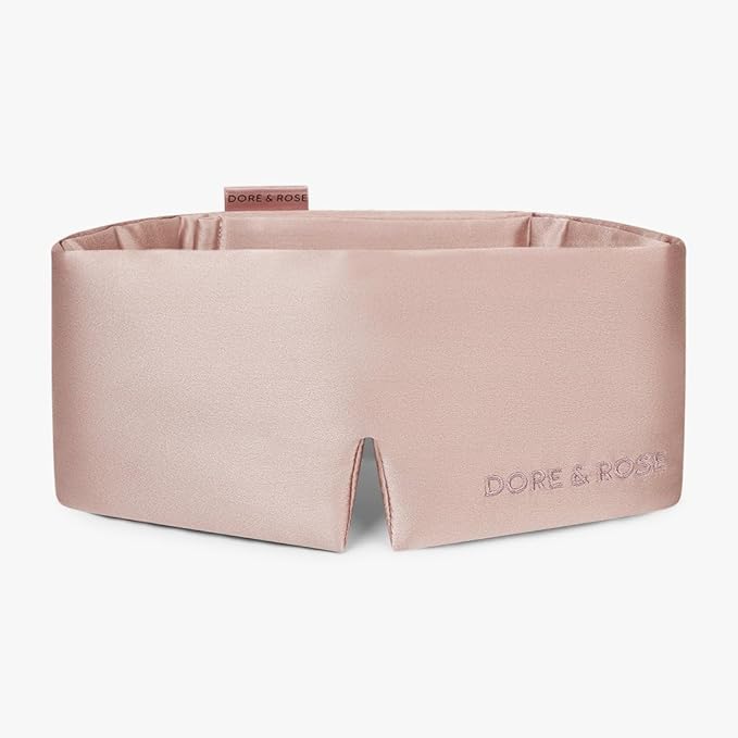 Dore & Rose Deep Sleep Mask Light Blocking, 23 Momme Mulberry Silk Eye Mask, Ultra Soft, Adjustable - Travel Sleeping Mask for Men & Women - Lotus