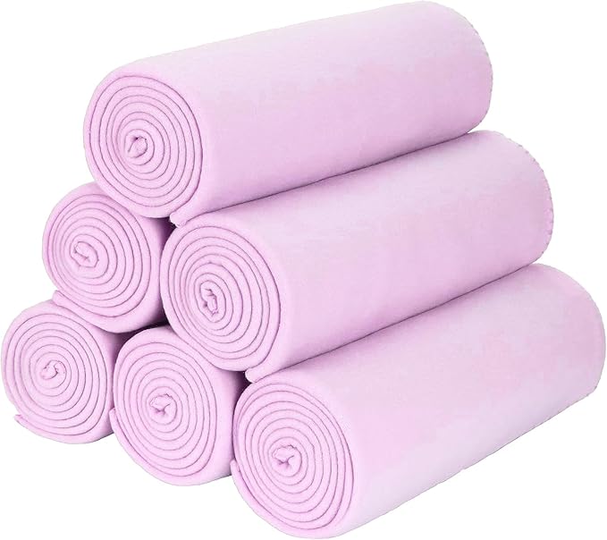 Fleece Throw Blankets Bulk Fleece Blankets Solid Wholesale Lightweight Warm Soft for Pet Bed Sofa Couch Office Wedding Gifts Travel Seasons Lilac 50x60 Inches Pack of 6