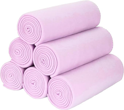 Fleece Throw Blankets Bulk Fleece Blankets Solid Wholesale Lightweight Warm Soft for Pet Bed Sofa Couch Office Wedding Gifts Travel Seasons Lilac 50x60 Inches Pack of 6