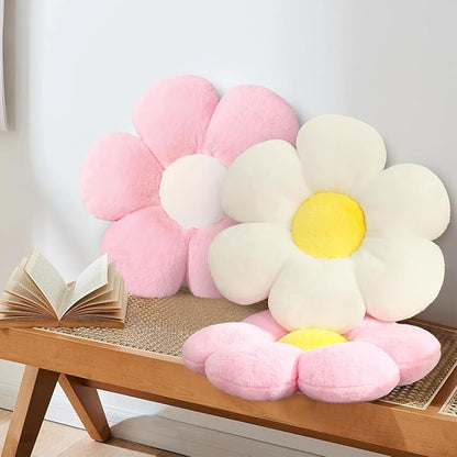 FIONOUT Green Throw Pillow - Soft Flower Pillow Decorative Throw Pillows, 15.7In Cute Daisy Pillow for Bed & Classroom, Fun Floor Cushions for Home Sofa Chair Couch Decor