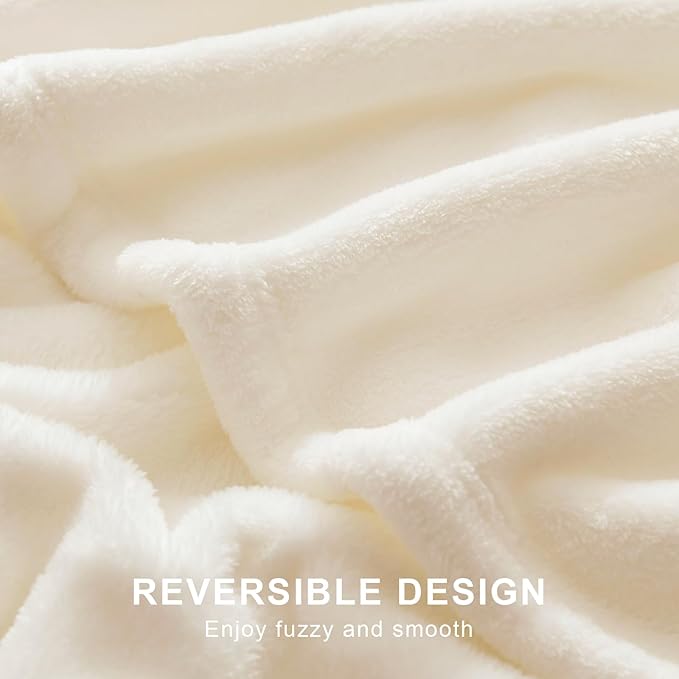 Hansleep Fleece King Size Blanket for Bed Beige, Super Soft Flannel Fuzzy Plush Cozy Blanket for All Seasons, Beige, King 90x108 Inches