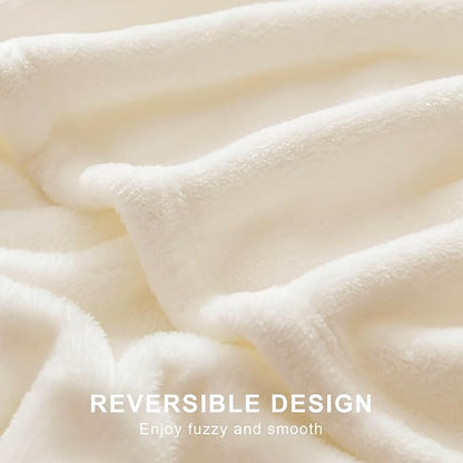 Hansleep Fleece King Size Blanket for Bed Beige, Super Soft Flannel Fuzzy Plush Cozy Blanket for All Seasons, Beige, King 90x108 Inches