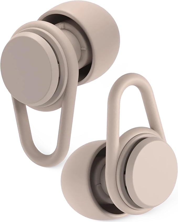 Hears One Ear Plugs for Noise Reduction - Patented Reusable Concert Earplugs, 20dB SNR Sound Reduction, Hypoallergenic for Musicians, Motorcycle and Sleeping with 4 tip Sizes - Sienna Dust