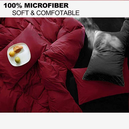Nanko King Size Comforter Set Red and Black, All Season Soft Reversible Down Alternative Duvet Insert, Microfiber Filling Bed Sets, Modern Farmhouse Bedding Sets in a Bag for Women Men 104 x90 3 PCS