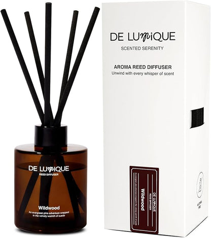 Wildwood Reed Diffuser – Home Fragrance Diffuser with Pine, Suede, Patchouli & Sandalwood – Long Lasting Diffusers for Home Scented Aroma Sticks – 150ml