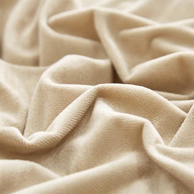 Luxlovery Cream Coffee Velvet Comforter Set King Beige Khaki Flannel Bedding Comforter Minimalist Bedding Set Solid Dark Champagne Blanket Quilts Heavyweight Winter Taupe Color Comforter for King Bed