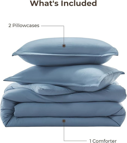 Litanika Grayish Blue Comforter Set Twin/Twin XL Size, 2 Pieces Lightweight Solid Bedding Comforter Set, All Season Fluffy Bed Set (66x90In Comforter & 1 Pillowcase)