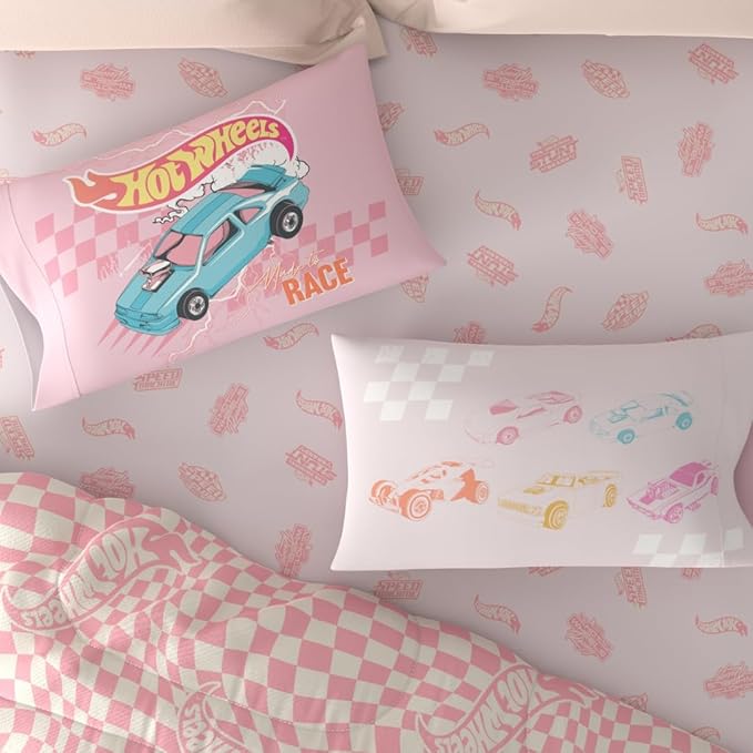 Hot Wheels Girls Kids Bedding Super Soft Comforter and Sheet Set with Sham, 7 Piece Full Size, (Officially Licensed Product) by Franco