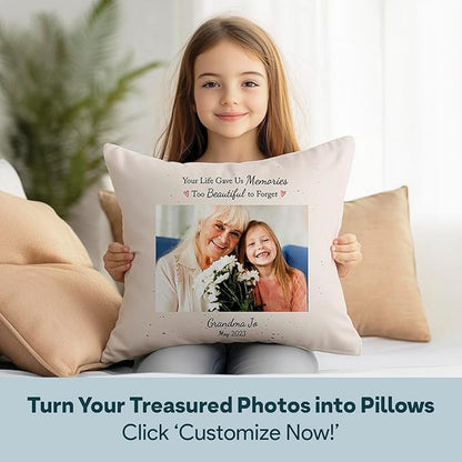 Custom Pillow - Sympathy Gifts for Loss of Loved One - Personalized Memorial Gifts for Family or Friends - Throw Pillow Thinking of Your Gift - USA Family Made with Love - Multiple Sizes (20"x20")