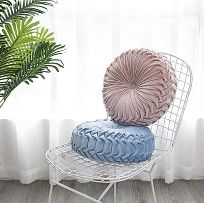 S_SSOY Round Throw Pillow for Couch Decorative 13"X13" Pumpkin Round Velvet Cushion for Sofa Bed Chair Floor Car Decorative (Pink)
