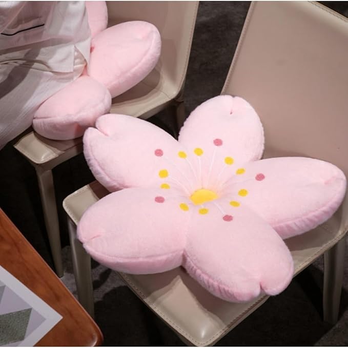 Cute Plush Cherry Blossom Tree Cushion,Cherry Blossom Pillow,Bed Cushion,Cartoon Flower Pillow,Decorative Throw Pillow (Yellow Flower core, 17.7 inch)