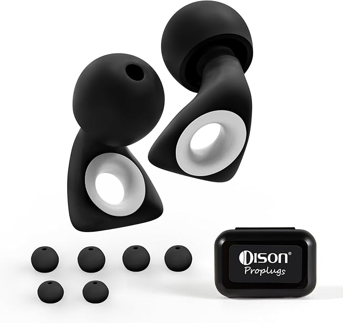 Dison Ear Plugs for Sleeping, Reusable Earplugs for Noise Reduction Silicone Hearing Protection Ear Plugs with 6 Ear Tips Black