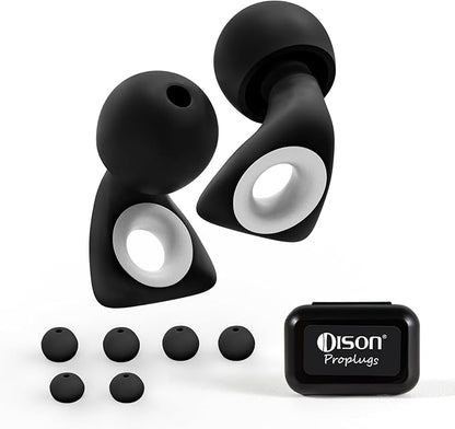 Dison Ear Plugs for Sleeping, Reusable Earplugs for Noise Reduction Silicone Hearing Protection Ear Plugs with 6 Ear Tips Black