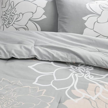 Madison Park Delilah Sateen Cotton Comforter Set, Breathable, Soft Cover, Modern Print, All Season Down Alternative Cozy Bedding with Matching Shams, King/ Cal King, Grey/Blush 3 Piece