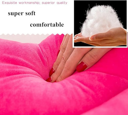 LEVINIS Hot Pink Lip Shape Throw Pillows Girls Soft Velvet Decorative Reversible Pillow Cushion for Bed Couch Office 23.6 x 13.6 Inch