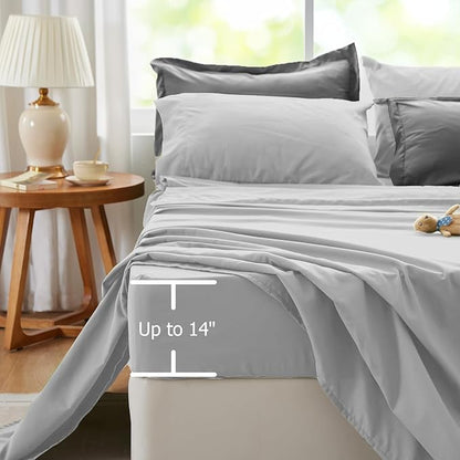 Gray Comforter Set, 7 Pieces Soft Bed in a Bag - Reversible Bedding Set with Comforter, Sheets, Pillowcases & Shams - All Seasons Boho Bed Set