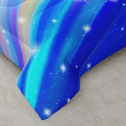 Pink Rainbow Gradient Star Comforter Set Queen Size,Colorful Bedding Set for Boys Girls Teens,Tie Dye Pastel 3 Pieces Duvet Sweet Bedroom Decor