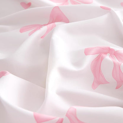 Nayoroom Pink Bow Comforter Set Queen Size Cute Heart Comforter 3 Pieces Soft Lightweight Girls Coquette Dorm Bedding Set for All Seasons