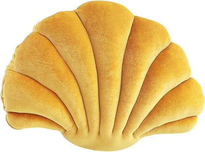 Patty Both Seashell Decorative Pillow Velvet Seashell Throw Pillow, Sea Shell Shaped Throw Pillow Decorative Pillows for Bed Couch Home Office Decor (Yellow, Small(12.8 * 10in 0.3kg))