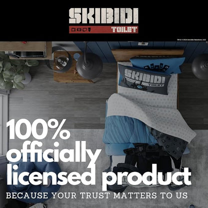 Skibidi Toilet Gamer Bedding 4 Piece Super Soft Reversible Comforter and Sheet Set, Twin, (Officially Licensed Product) by Franco