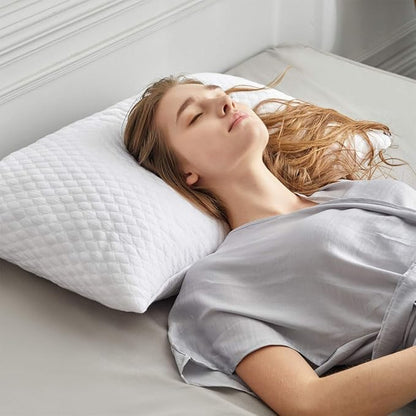 NTCOCO Shredded Memory Foam Bed Pillows for Sleeping Standard Size Set of 2, with Washable Removable Hypoallergenic Sleep Pillow for Back and Side Sleeper