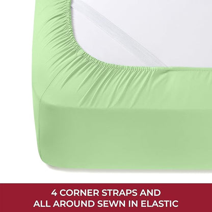 Mellanni RV Short Queen Sheets - 4 PC Iconic Collection Bedding - Hotel Luxury, Extra Soft, Cooling Bed Sheets - Deep Pocket up to 10 inch (RV/Short Queen, Pistachio)