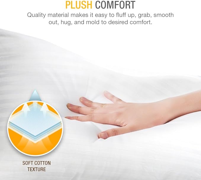 Premium Gel Pillow Loft (Pack of 2) Luxury Plush Soft Bed Pillows for Home, Hotel Collection [Good for Side and Back Sleeper] Cotton Cover Dust Resistant & Hypoallergenic - Queen Size White