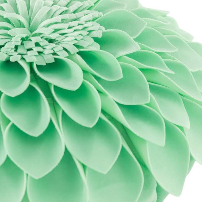JWH Handmade 3D Flower Pillow Covers Aesthetic Decorative Round Floral Throw Pillow Floral Accent Pillow Cases Velvet Pillowcase Cute Cushion for Bed Couch Bedroom 14 Inch Light Green