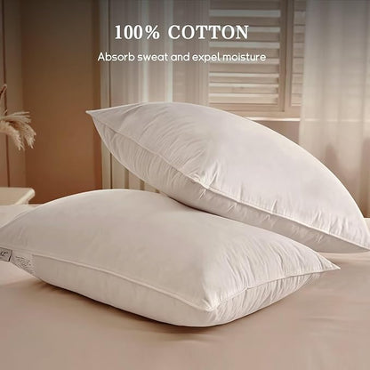 BHZ King Size Pillows Feather Down Set of 2 Hotel My King Pillows Bed Goose Pillow Luxury 2 Pack Pillow for Sleeping Side Sleepers Soft Support Gifts