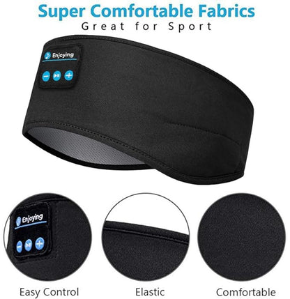Wireless Bluetooth Sports Headband Headphones Ultra-Thin HD Stereo Perfect for Sleeping,Workout,Jogging,Yoga,Insomnia, Air Travel, Meditation Black