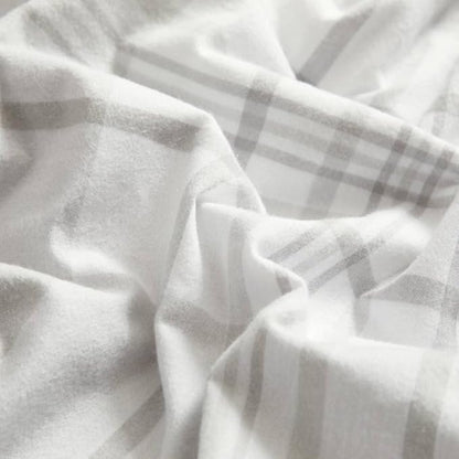 Dearfoams Super Soft 100% Cotton Comforter Set, Grey Plaid, Full,Queen