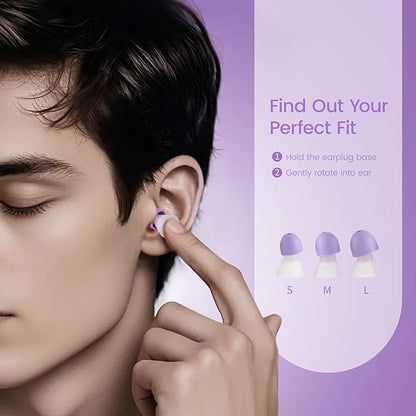 Zeroplus Cocoon EarPlugs - Ultra-Comfy Reusable Noise Reducing Earplugs 26dB NRR for Sleep,Deep Focus,Travel, Noise Sensitivity Hearing Protection Noise Reduction(Purple)
