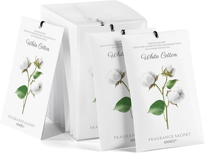 MYARO 12 Packs Scent Sachets for Closet Clothes Storage - White Cotton Fragrance Long Lasting Home Air Freshener Odor Deodorizer