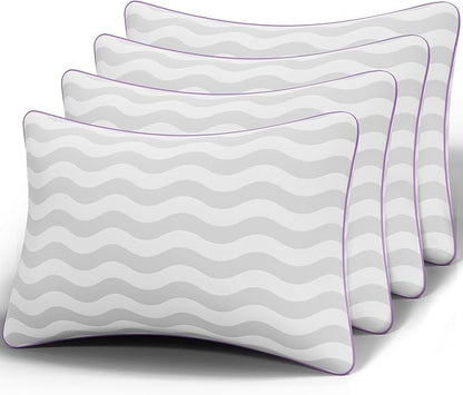 Dreamara Pillows Queen Size Set of 4 - Hotel Collection Bed Pillows with Down Alternative Fill, Soft & Supportive for Side, Stomach & Back Sleepers, Fully Machine Washable & Adjustable Loft Design