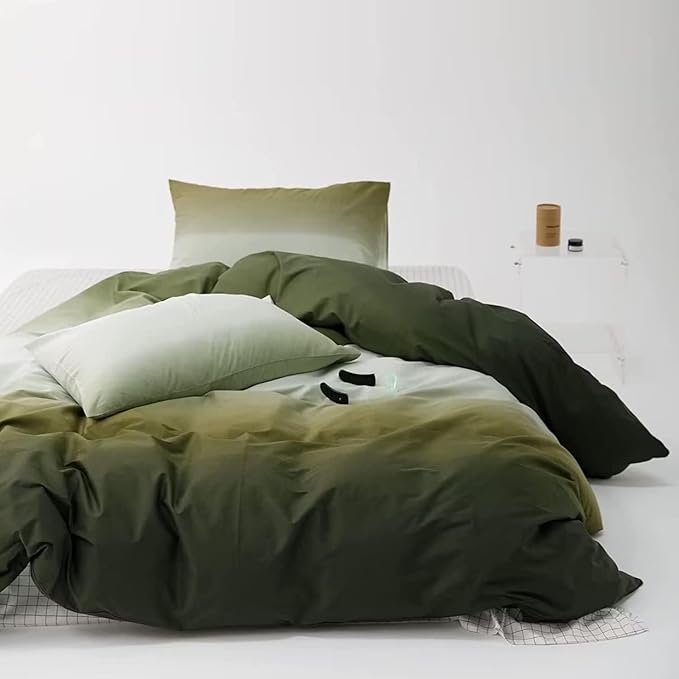 Houseri Gradient Green & White Comforter Set - Green & Cream Bedding - King Size