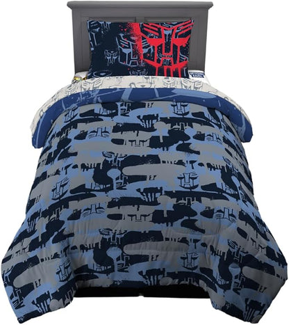 Transformers Optimus Prime Super Soft Comforter and Sheet Set with Sham, 4 Piece Twin Size, (Official Licensed Product) by Franco Collectibles