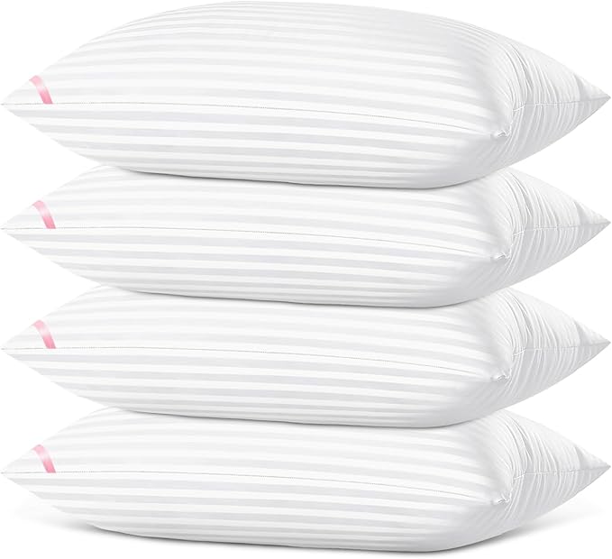 EIUE Bed Pillows for Sleeping 4 Pack，Pillows for Side and Back Sleepers,Super Soft Down Alternative Microfiber Filled Pillows (White, Queen (Pack of 4))