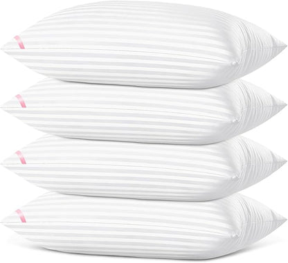 EIUE Bed Pillows for Sleeping 4 Pack，Pillows for Side and Back Sleepers,Super Soft Down Alternative Microfiber Filled Pillows (White, Queen (Pack of 4))
