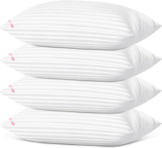 EIUE Bed Pillows for Sleeping 4 Pack，Pillows for Side and Back Sleepers,Super Soft Down Alternative Microfiber Filled Pillows (White, Queen (Pack of 4))