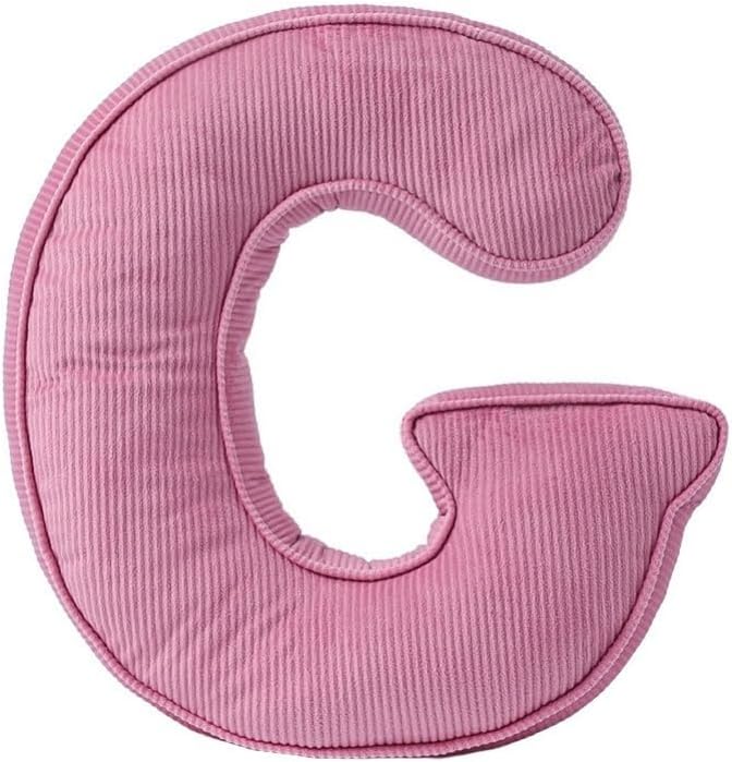Pink Letter Plush Pillow, Letter Hugging Throw Pillows, Decorative Corduroy Initial Letter Shaped Throw Pillows, Letter Pillows English Alphabet A to Z for Sofa Bedroom Living Room Decor (G)