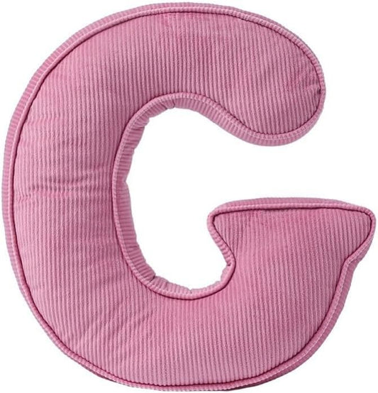 Pink Letter Plush Pillow, Letter Hugging Throw Pillows, Decorative Corduroy Initial Letter Shaped Throw Pillows, Letter Pillows English Alphabet A to Z for Sofa Bedroom Living Room Decor (G)