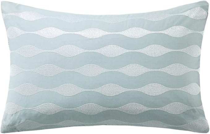 Harbor House Modern Design Decorative Pillow Hypoallergenic Sofa Cushion Lumbar, Back Support, Oblong 12" x 20", Maya Bay, Cotton Blue