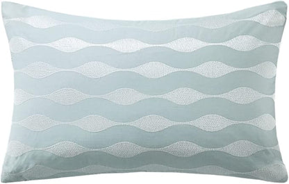 Harbor House Modern Design Decorative Pillow Hypoallergenic Sofa Cushion Lumbar, Back Support, Oblong 12" x 20", Maya Bay, Cotton Blue