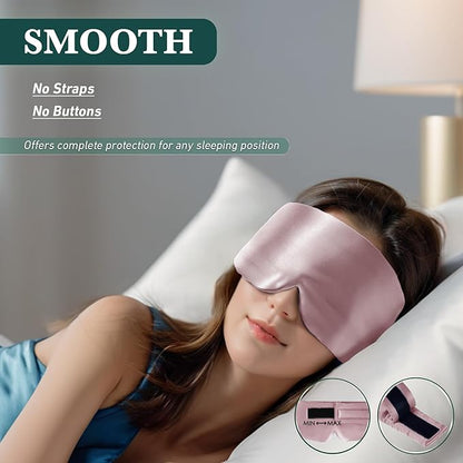 Joyhabit Silk Sleep mask | 100% Mulberry for Women Men Ultra Soft Blackout Eye Cover with Adjustable Band, Breathable No Eye Pressure, Ideal for Sleep, Travel, Naps & Meditation, Lotus Pink