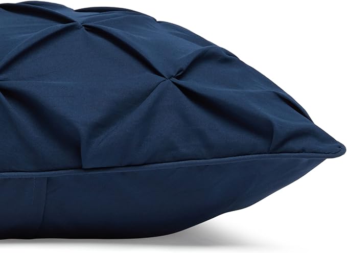 Amazon Basics Soft, Lightweight King Size Comforter Sets, All-Season Down-Alternative 3-Piece Bedding Set, Pinch Pleat Design, Navy Blue