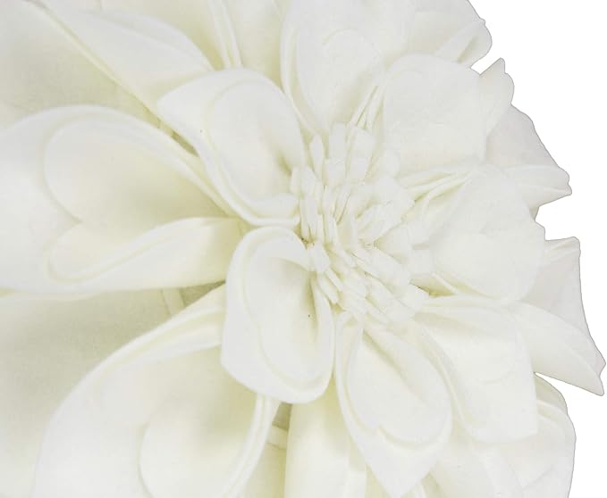 Fennco Styles Handmade 3D Heart-Shaped Petals Flower Decorative Filled Throw Pillow 13" Round - Ivory Floral Pillow for Couch, Home Décor and Holiday, Housewarming Gift
