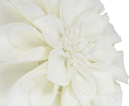 Fennco Styles Handmade 3D Heart-Shaped Petals Flower Decorative Filled Throw Pillow 13" Round - Ivory Floral Pillow for Couch, Home Décor and Holiday, Housewarming Gift