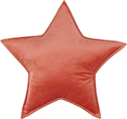 Moon Shaped Throw Pillow Star Couch Cushion Decorative Pillows Fluffy Velvet Stars Home Decor Plush for Bedroom (Star, Brick Red)