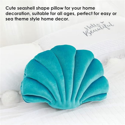 Patty Both Seashell Decorative Pillow Velvet Seashell Throw Pillow, Sea Shell Shaped Throw Pillow Decorative Pillows for Bed Couch Home Office Decor (Green, Small)