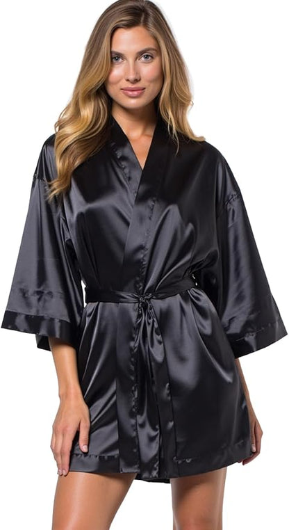 Turquaz Women's Bride Bridesmaids Silky Robe Satin Kimono Robes for Women Lingerie